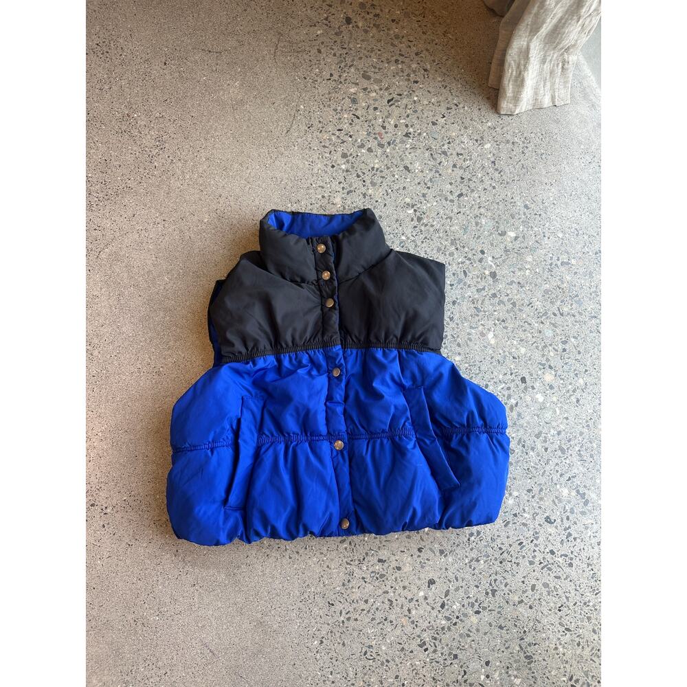 H&M Women’s L Blue Black Cropped Puffer Vest Bubble Vest